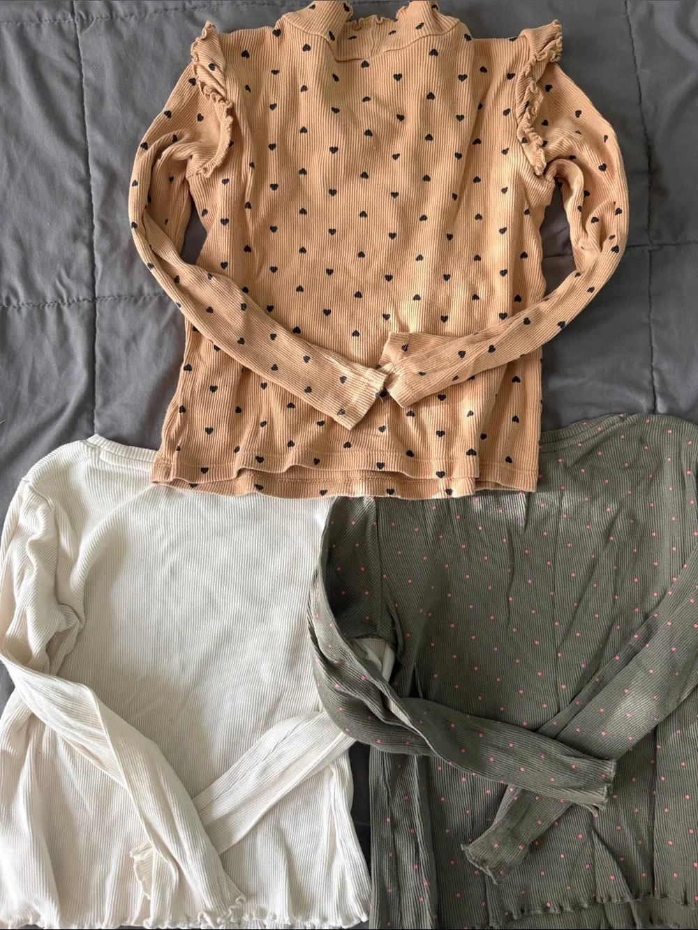 GAP Girls Long Sleeve Tops - Tan, White, Olive Green